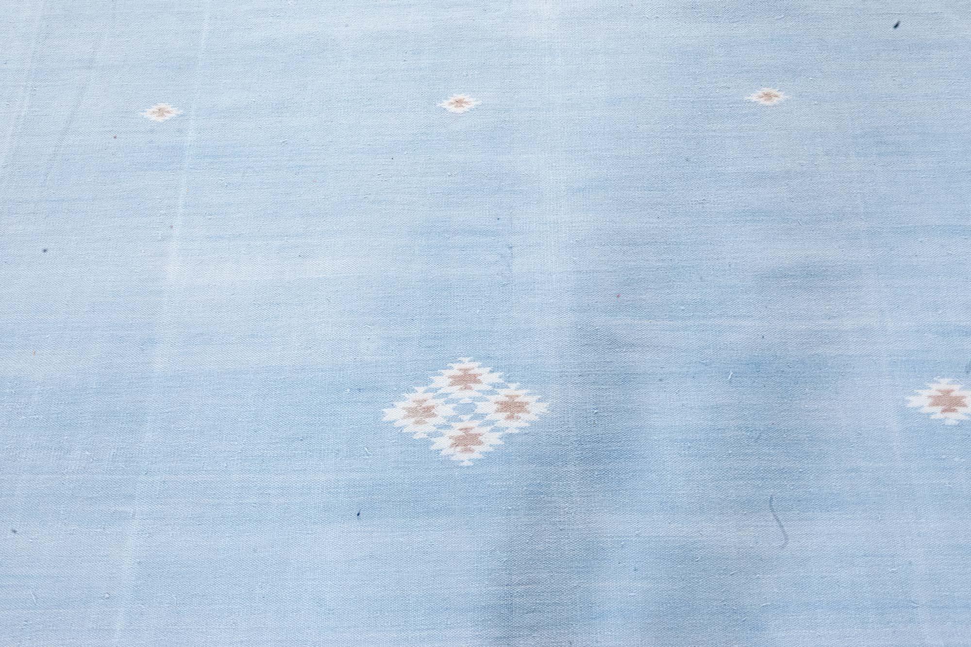 Doris Leslie Blau Indischer Dhurrie-Teppich aus der Mitte des 20. (Baumwolle) im Angebot
