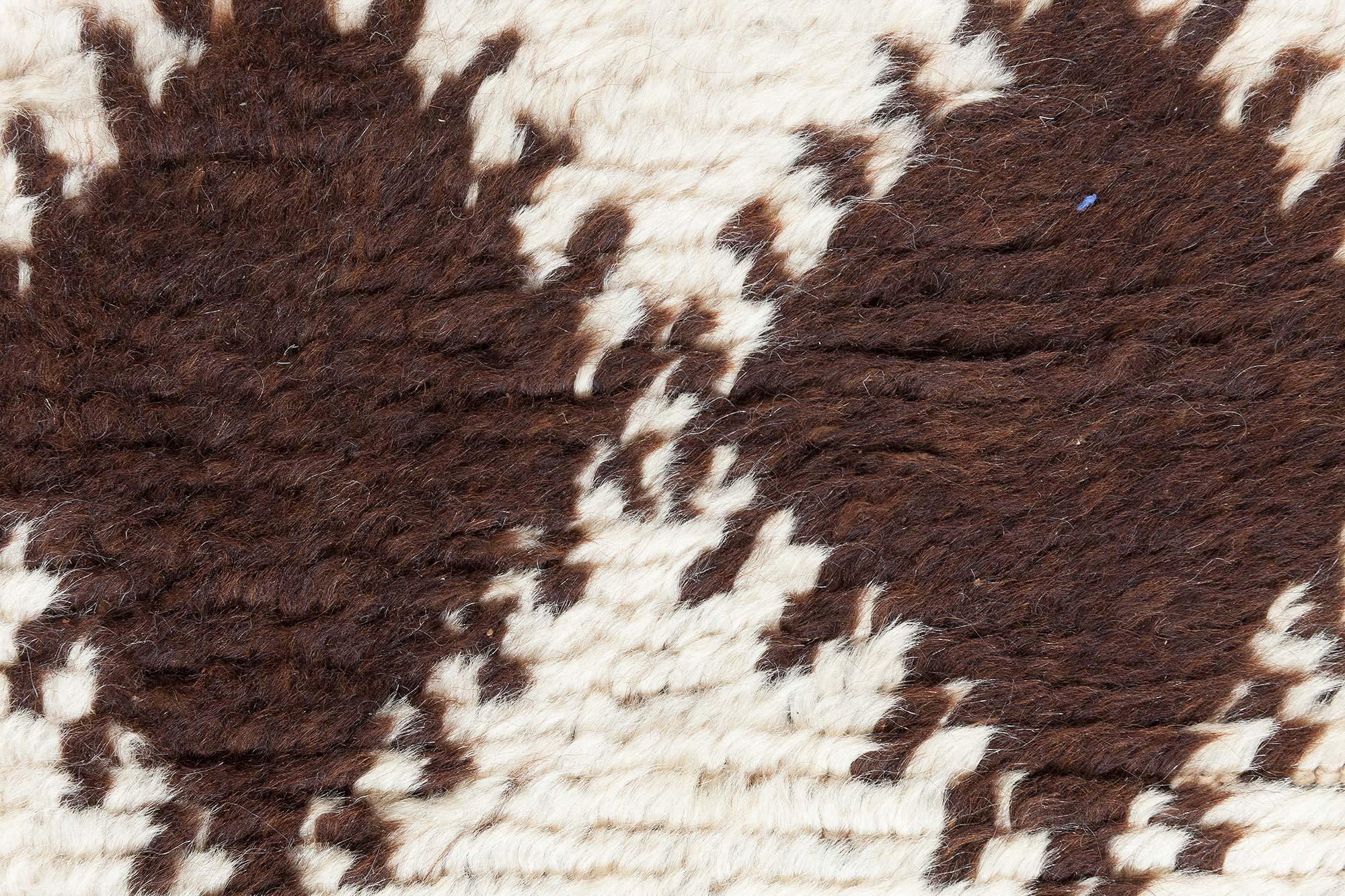 Mid-20th century Moroccan diamond design, brown, beige handmade wool rug
Size: 4'5