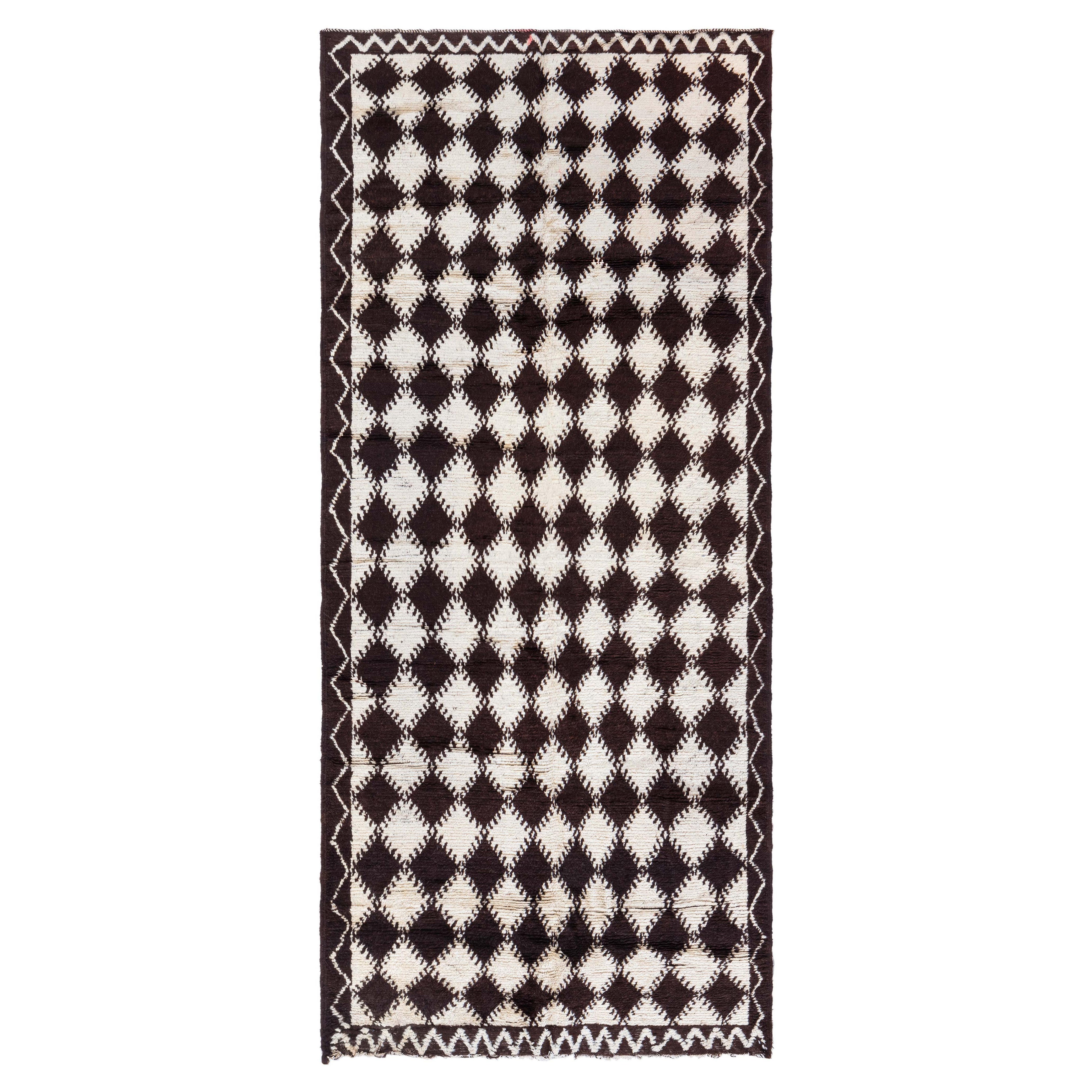 Doris Leslie Blau Tappeto di lana marocchino fatto a mano della metà del XX secolo