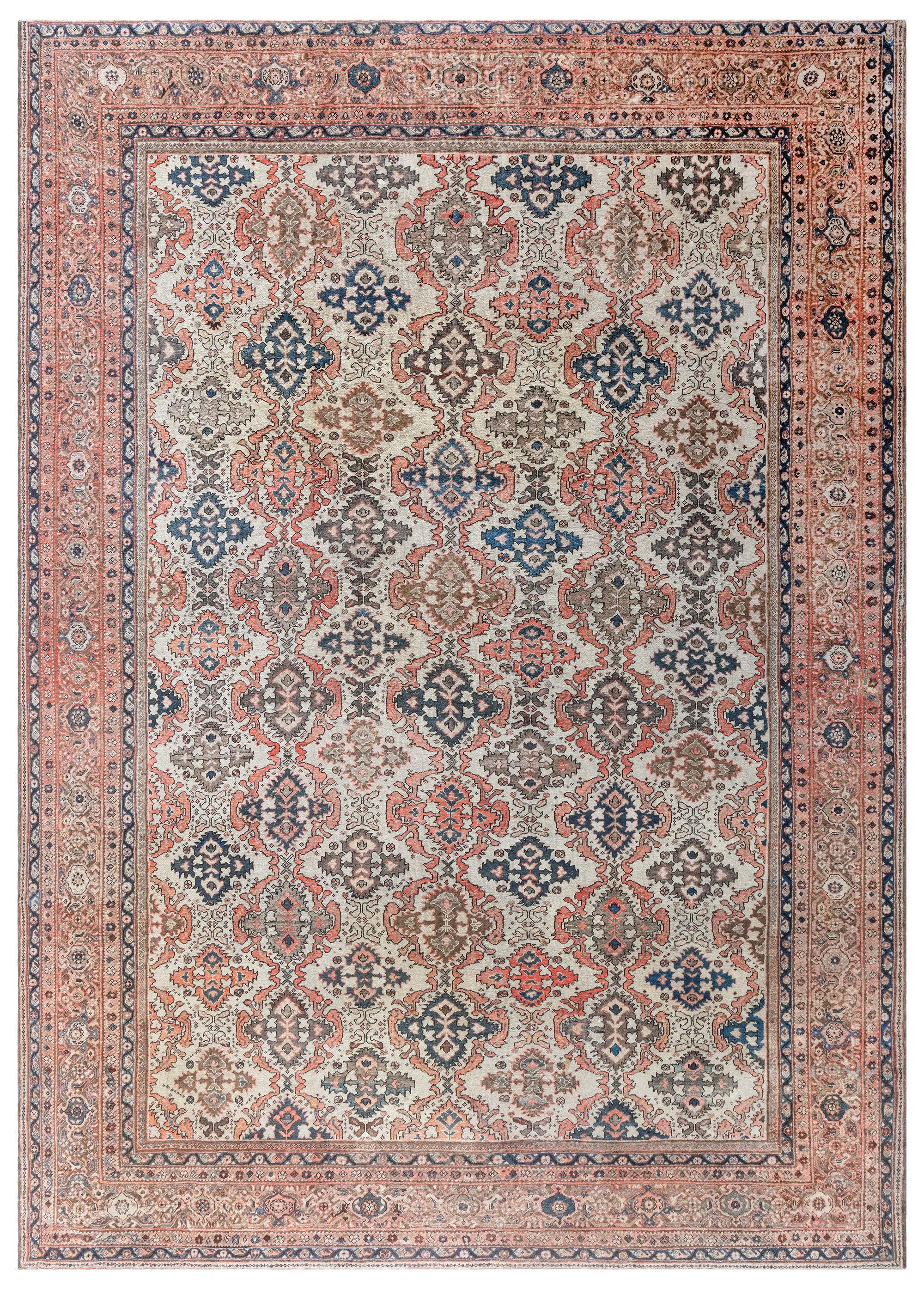 Doris Leslie Blauer persischer Sultanabad-Teppich aus der Mitte des 20. Jahrhunderts