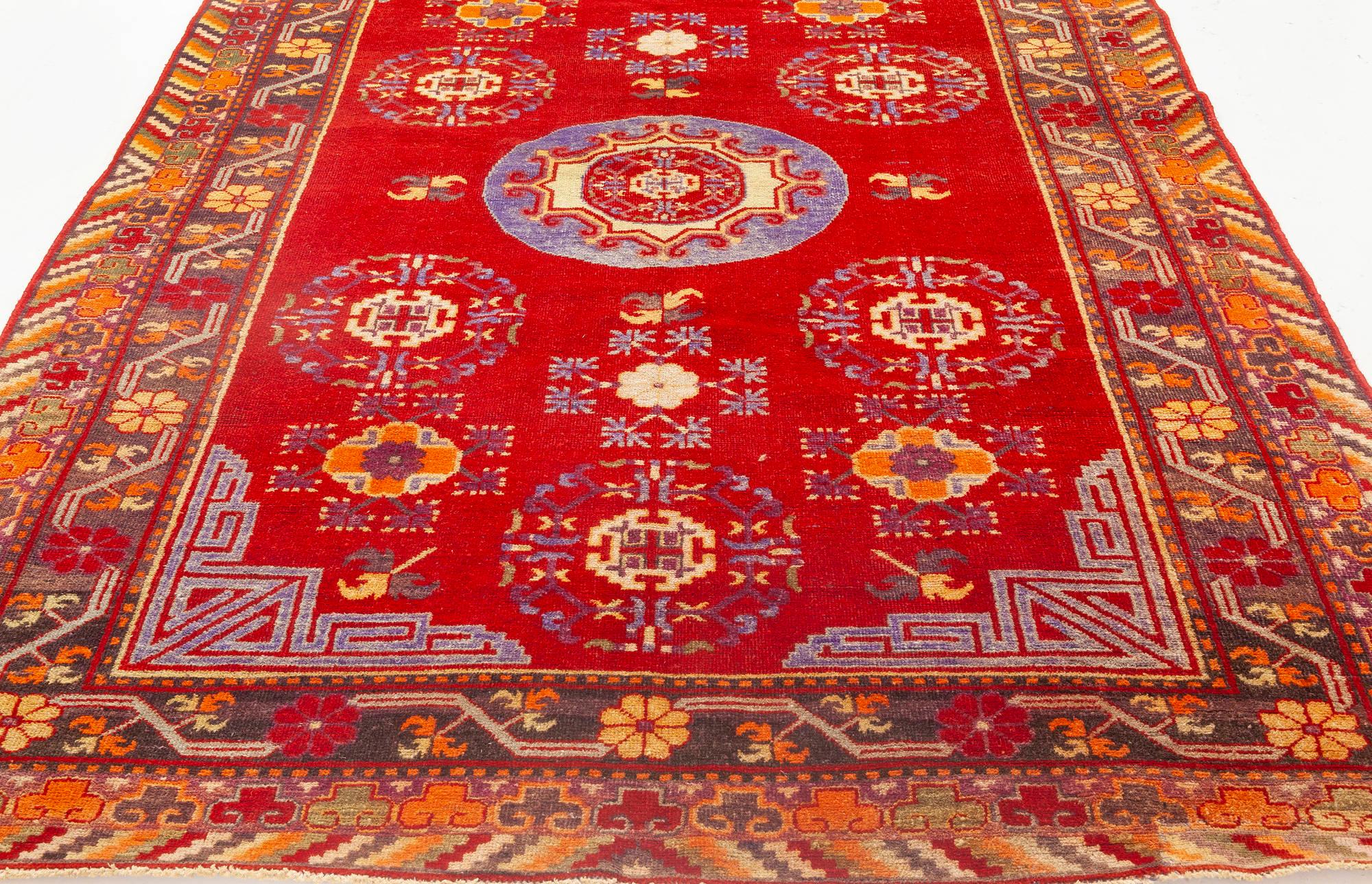 Mid-Century Modern Doris Leslie Blau Tapis de laine Samarkand fait à la main au milieu du 20e siècle en vente