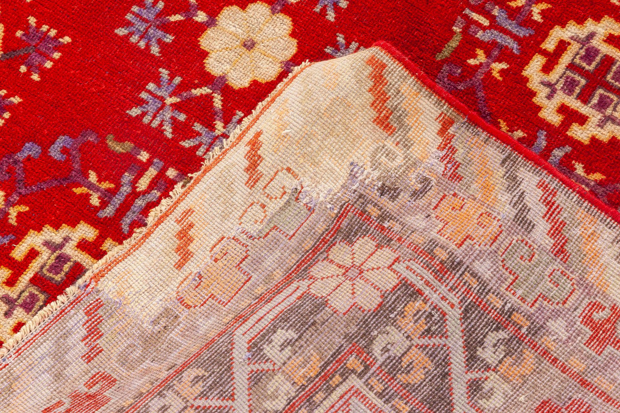 Laine Doris Leslie Blau Tapis de laine Samarkand fait à la main au milieu du 20e siècle en vente