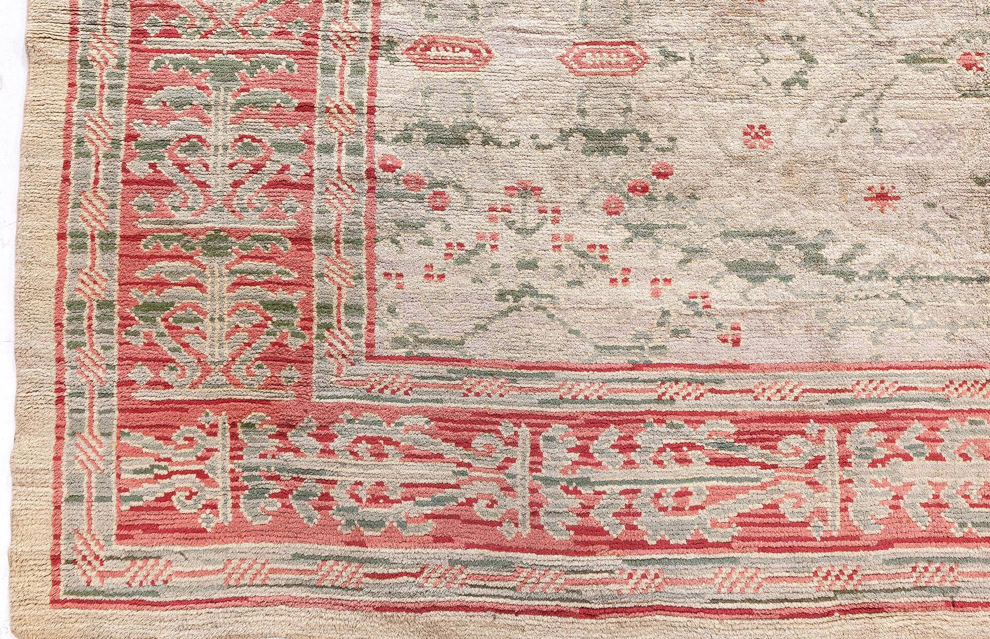 Mid-Century Modern Doris Leslie Blau Mid-20th century Spanish Floral Handmade Wool Rug For Sale