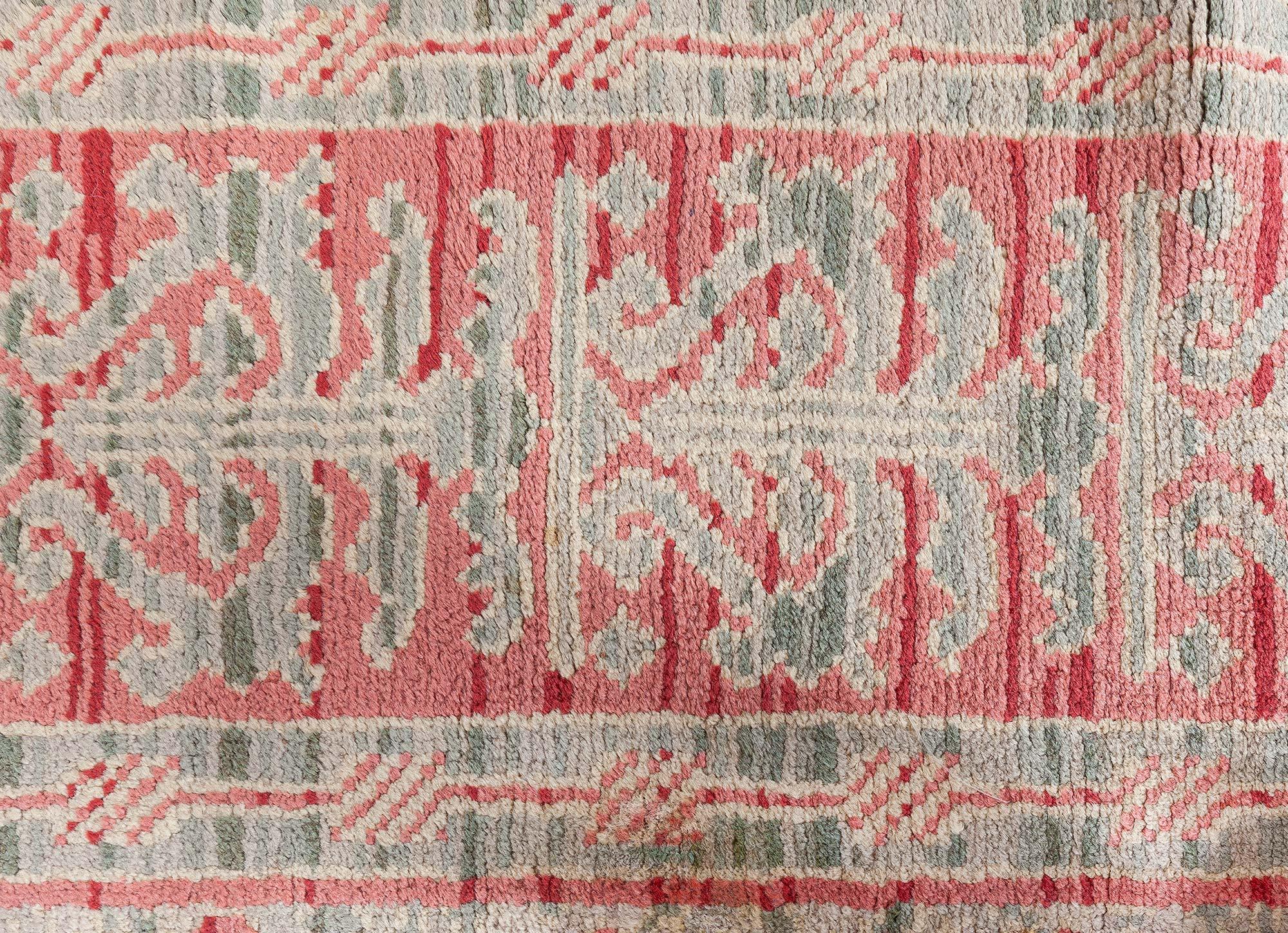 20th Century Doris Leslie Blau Mid-20th century Spanish Floral Handmade Wool Rug For Sale