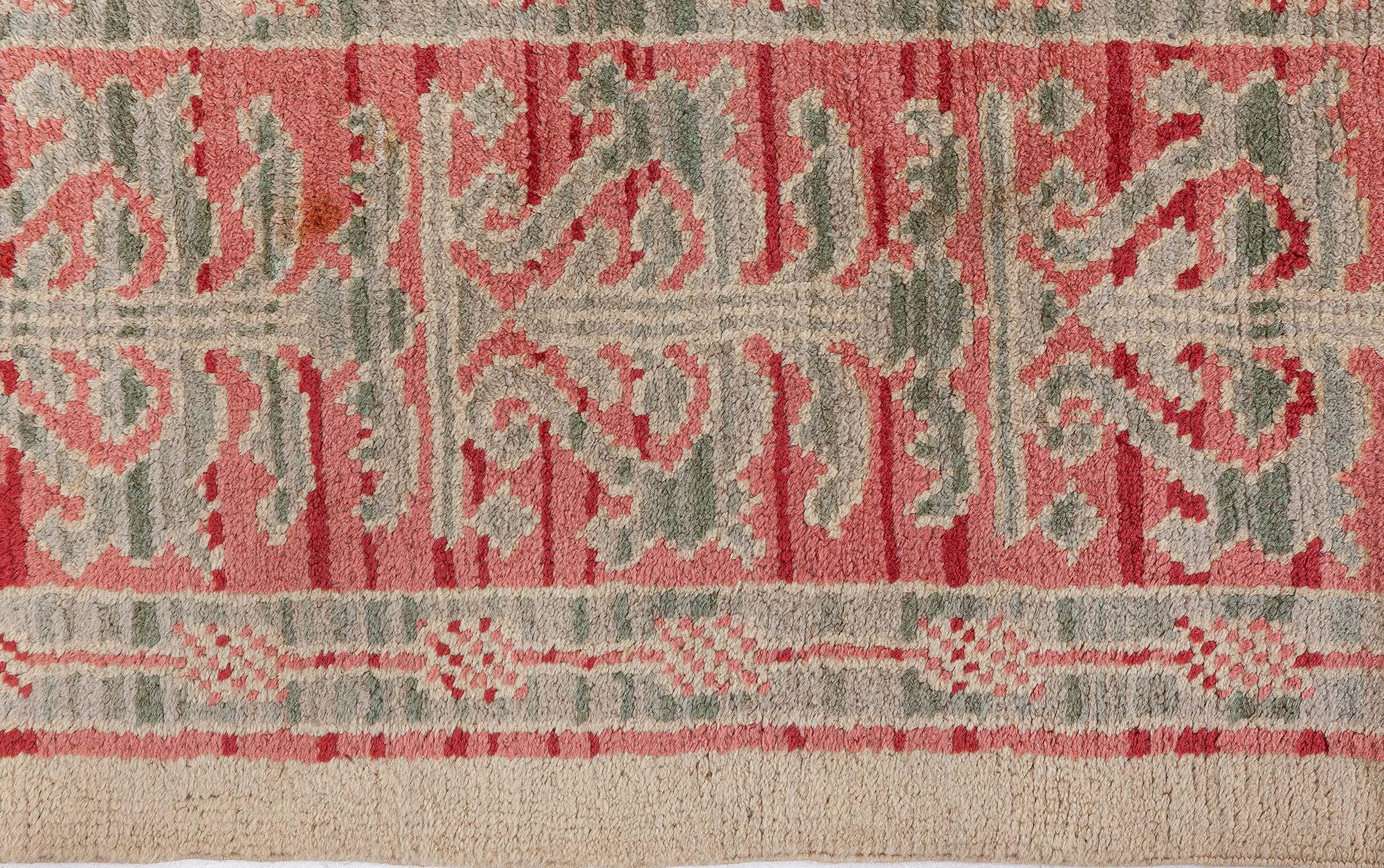 Doris Leslie Blau Mid-20th century Spanish Floral Handmade Wool Rug For Sale 1