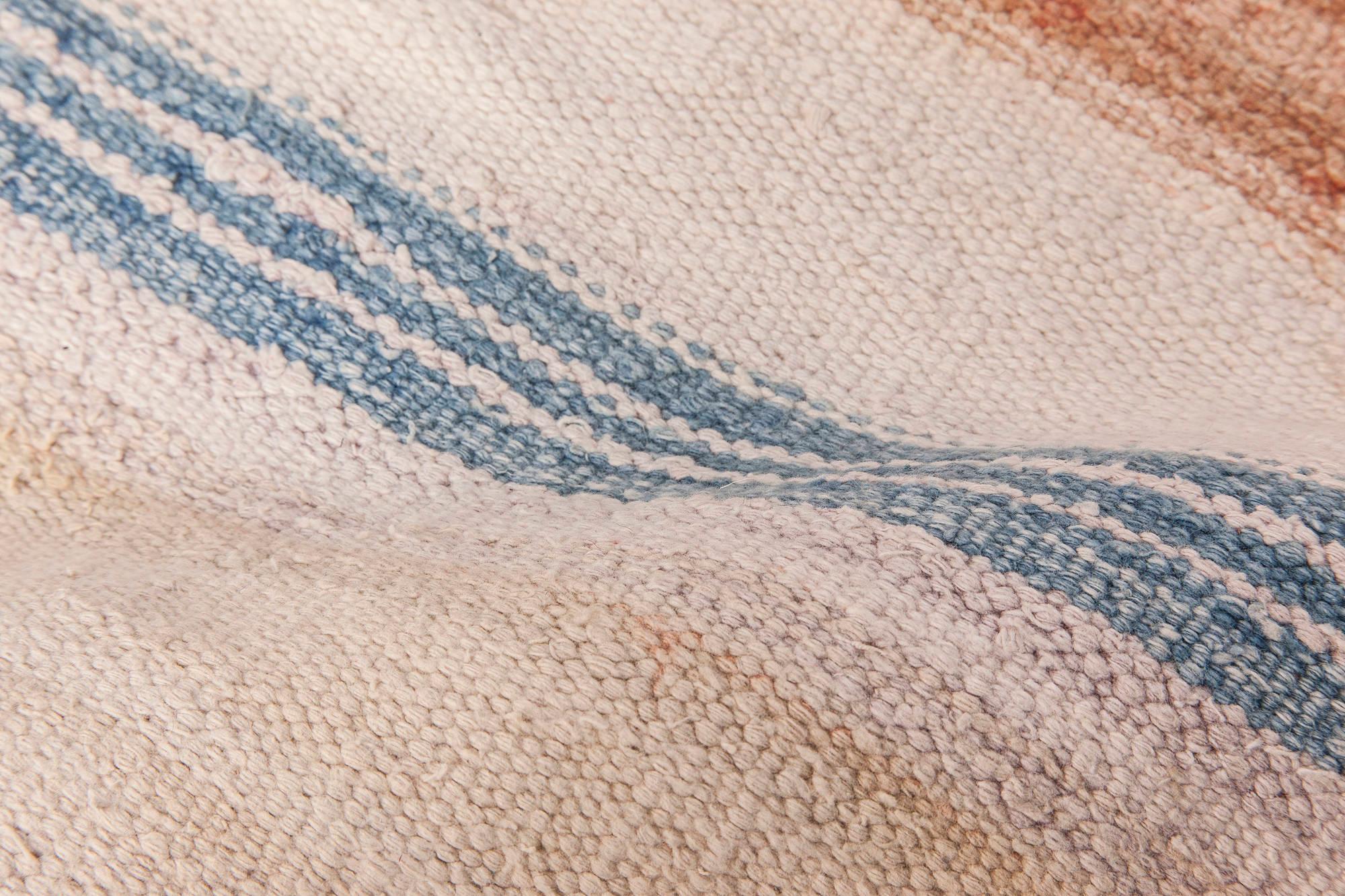 Tessuto a mano Doris Leslie Blau Tappeto di cotone indiano Dhurrie a righe della metà del XX secolo in vendita