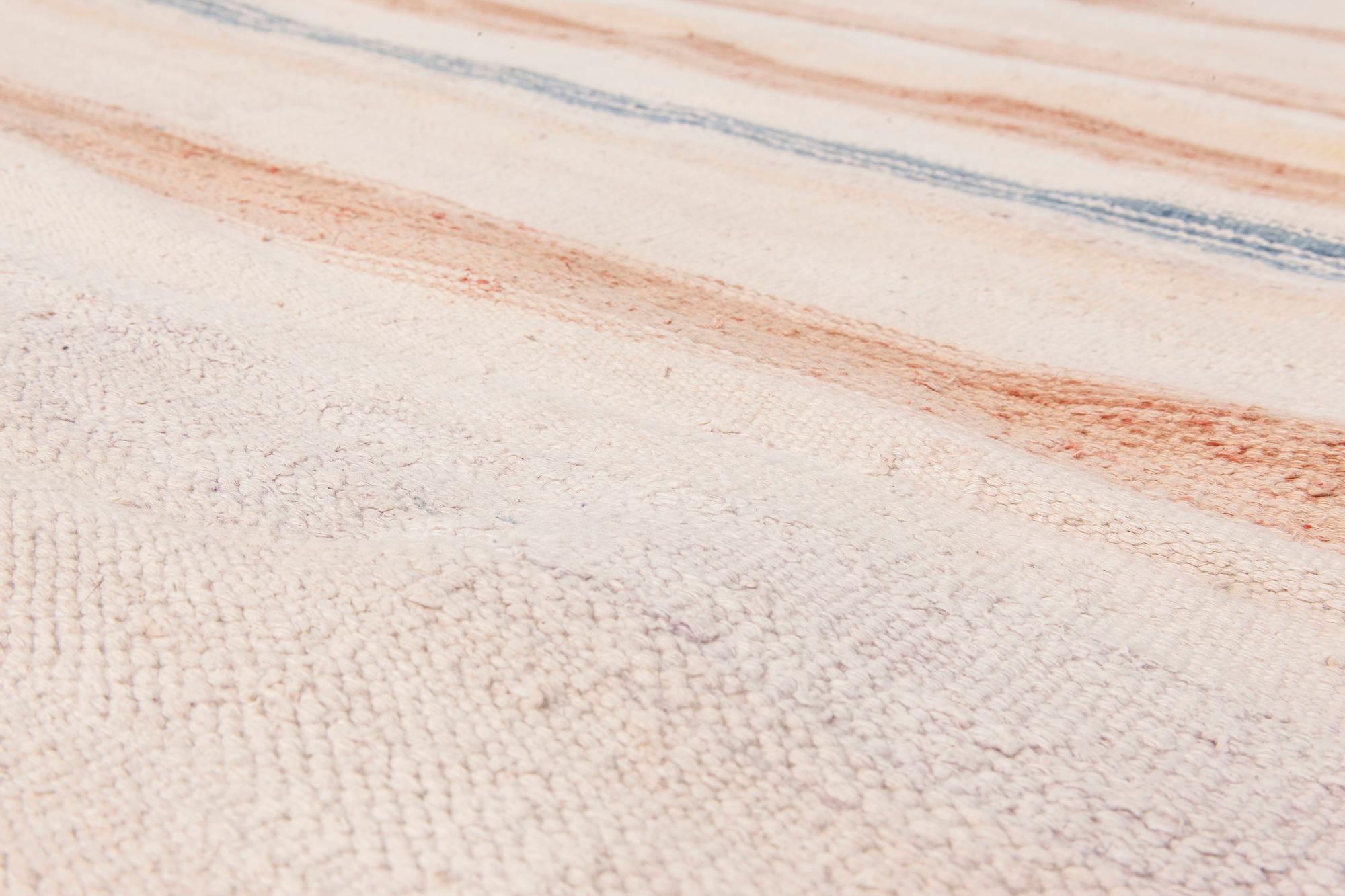 Doris Leslie Blau Mid-20th Century Striped Indian Dhurrie Cotton Rug In Good Condition For Sale In New York, NY