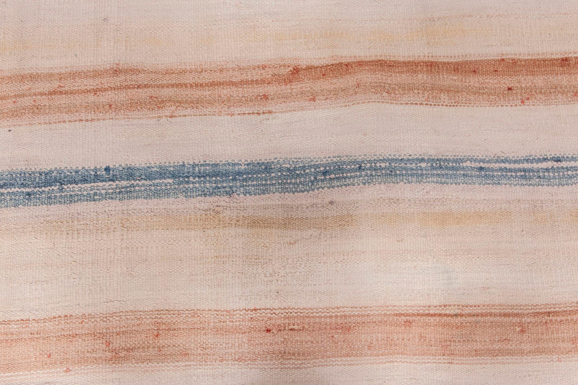 Doris Leslie Blau Tappeto di cotone indiano Dhurrie a righe della metà del XX secolo In condizioni buone in vendita a New York, NY