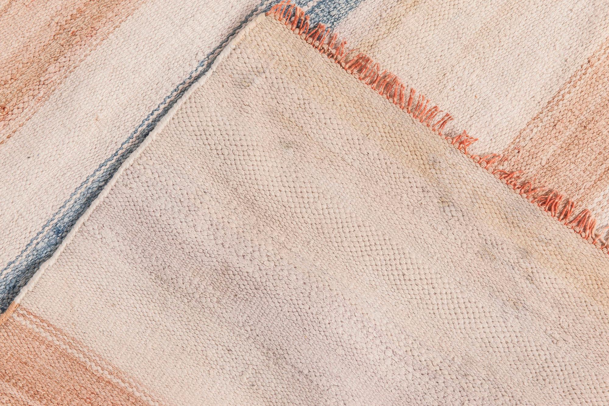 Doris Leslie Blau Tappeto di cotone indiano Dhurrie a righe della metà del XX secolo in vendita 1