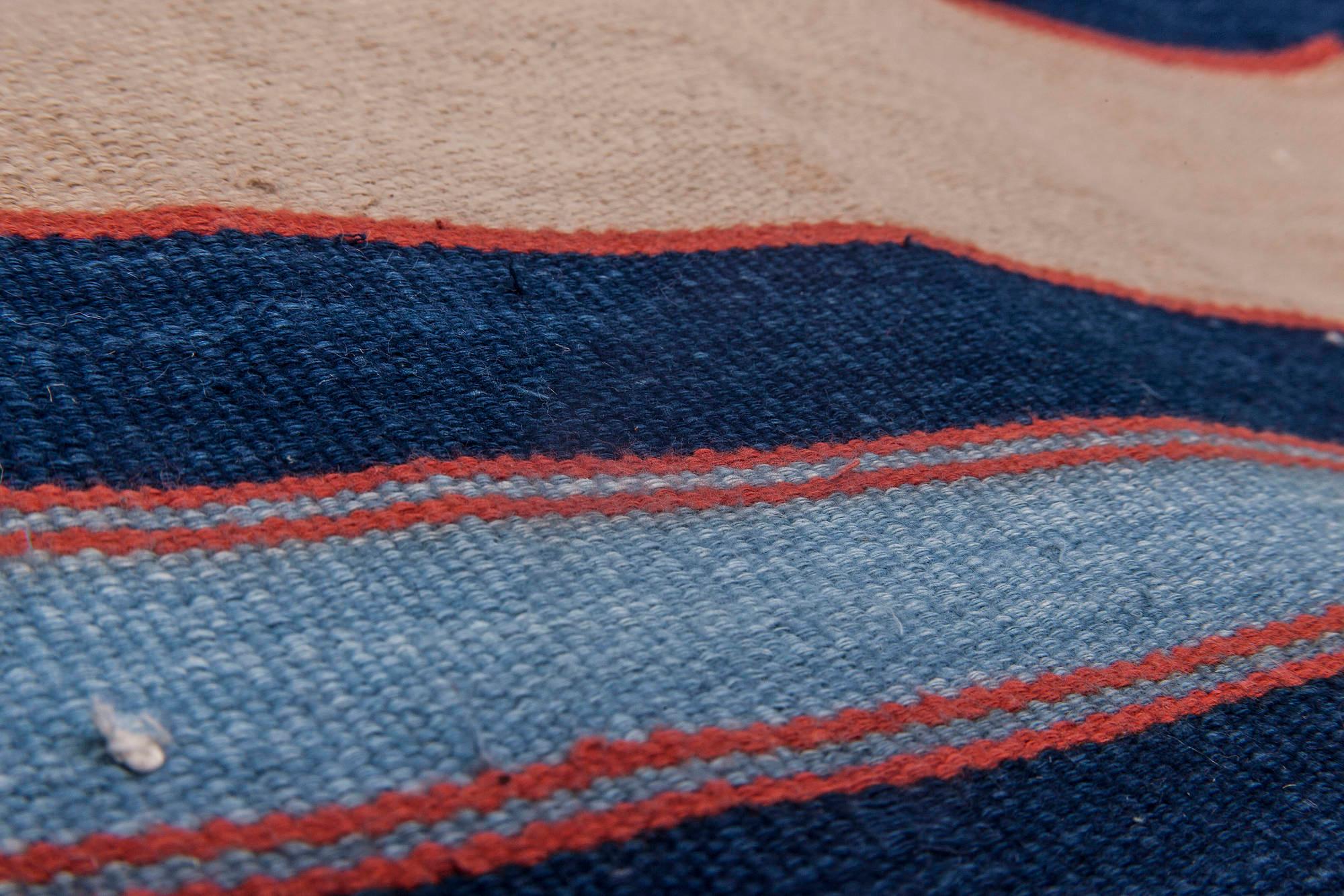 Hand-Woven Doris Leslie Blau Mid-20th Century Striped Indian Dhurrie Rug For Sale