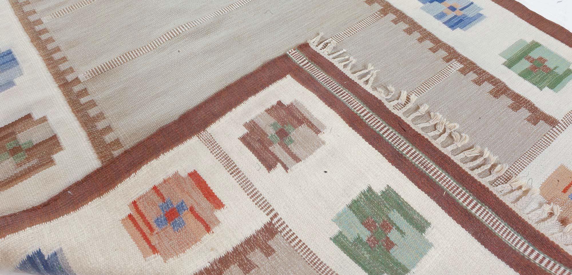 Doris Leslie Blau Schwedischer Flachgewebe-Teppich aus der Mitte des 20. (Wolle) im Angebot
