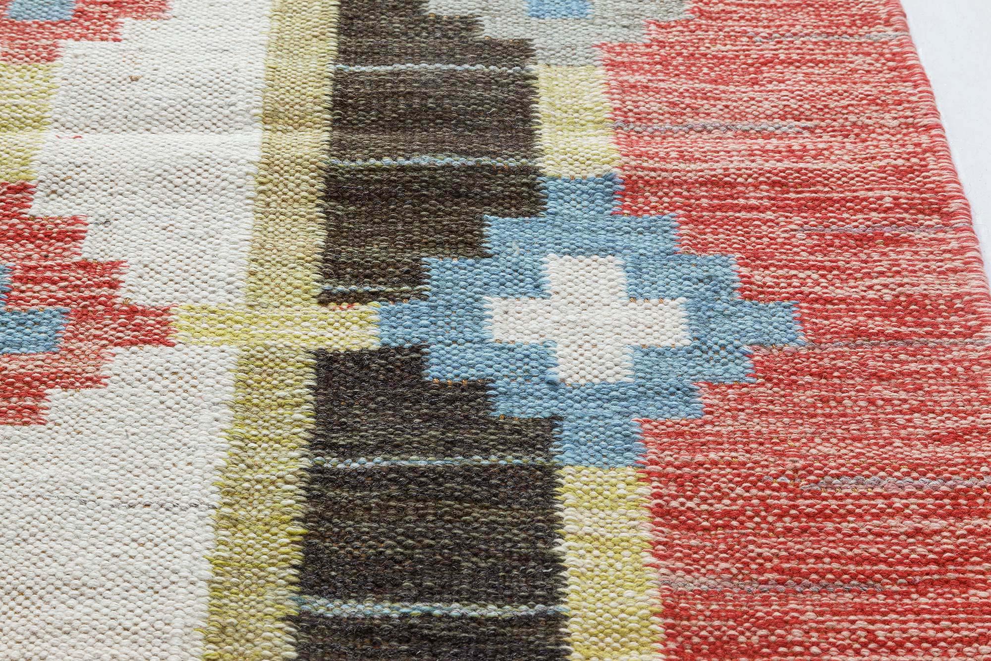 Laine Tapis de couloir suédois tissé à plat Doris Leslie Blau du milieu du 20e siècle par Sverker Greuholm en vente