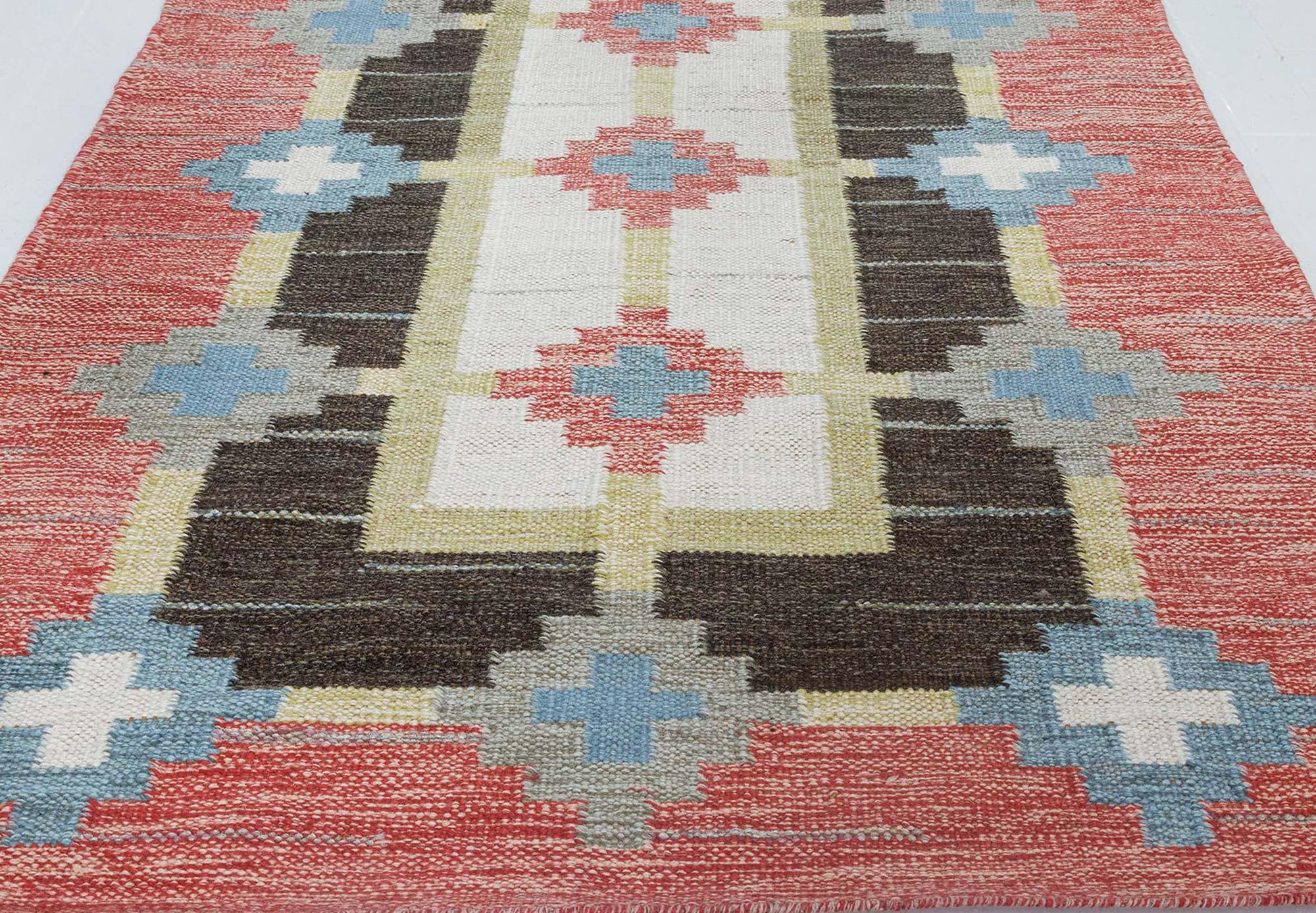 Noué à la main Tapis de couloir suédois tissé à plat Doris Leslie Blau du milieu du 20e siècle par Sverker Greuholm en vente