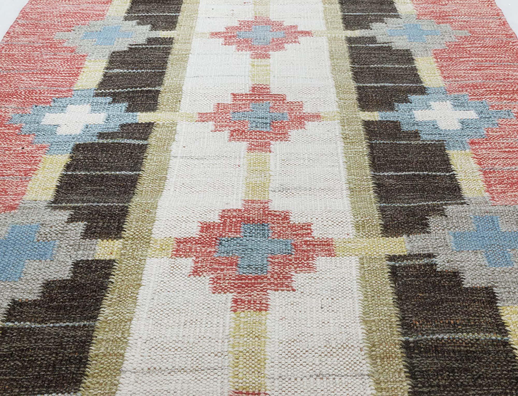 20ième siècle Tapis de couloir suédois tissé à plat Doris Leslie Blau du milieu du 20e siècle par Sverker Greuholm en vente