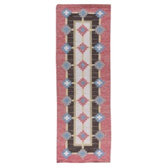 Doris Leslie Blau Mid-20th Century Swedish Flat-Weave Runner by Sverker Greuholm