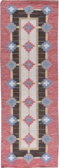 Doris Leslie Blau Mid-20th Century Swedish Flat-Weave Runner by Sverker Greuholm