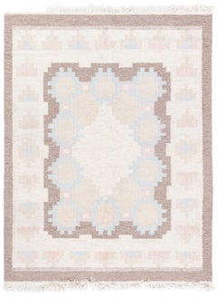 Doris Leslie Blau Alfombra sueca de lana de tejido plano de mediados del siglo XX