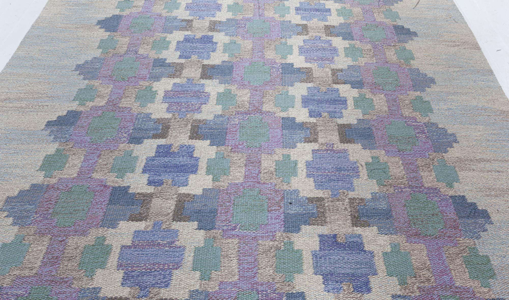 Doris Leslie Blau Alfombra sueca de tejido plano de mediados del siglo XX por Judith Johansson Moderno de mediados de siglo en venta