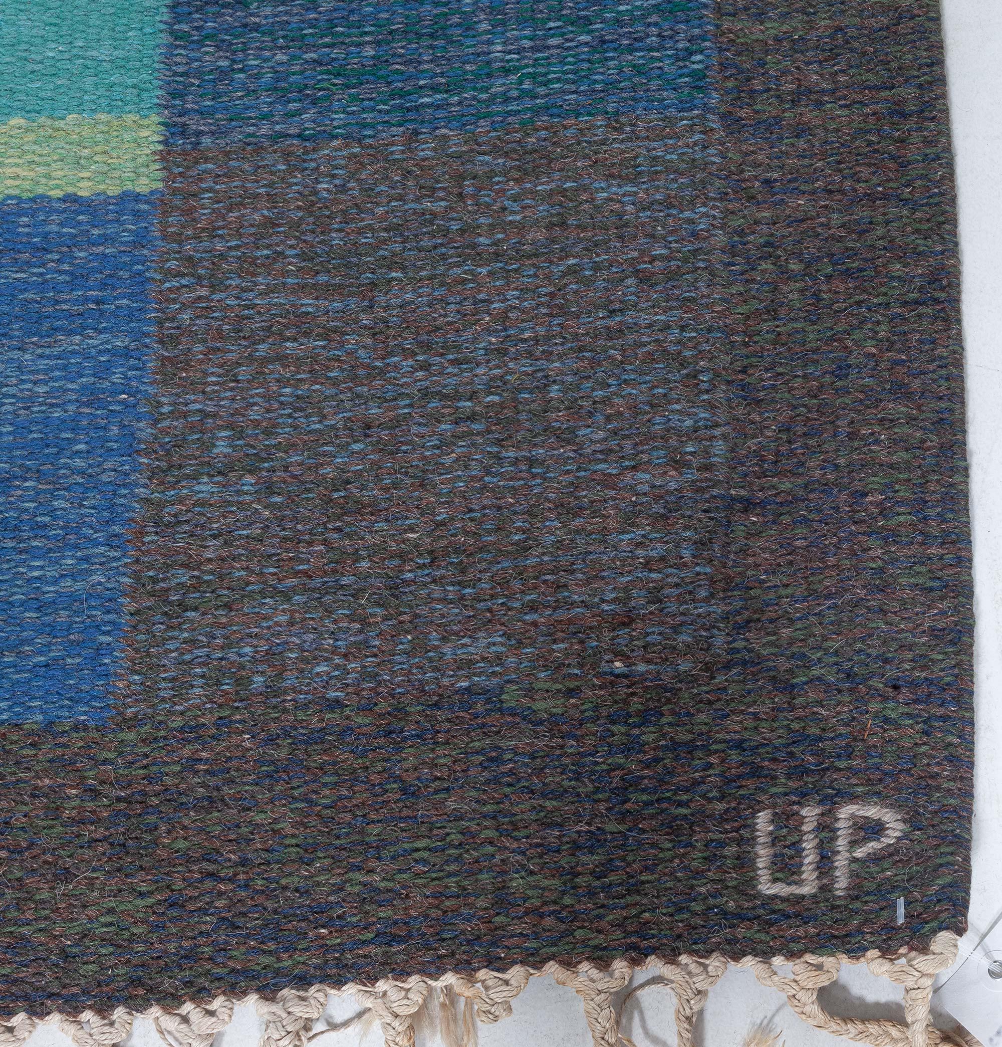 Mid-Century moderno Doris Leslie Blau Tappeto svedese a tessitura piatta della metà del XX secolo di Ulla Pakdal in vendita