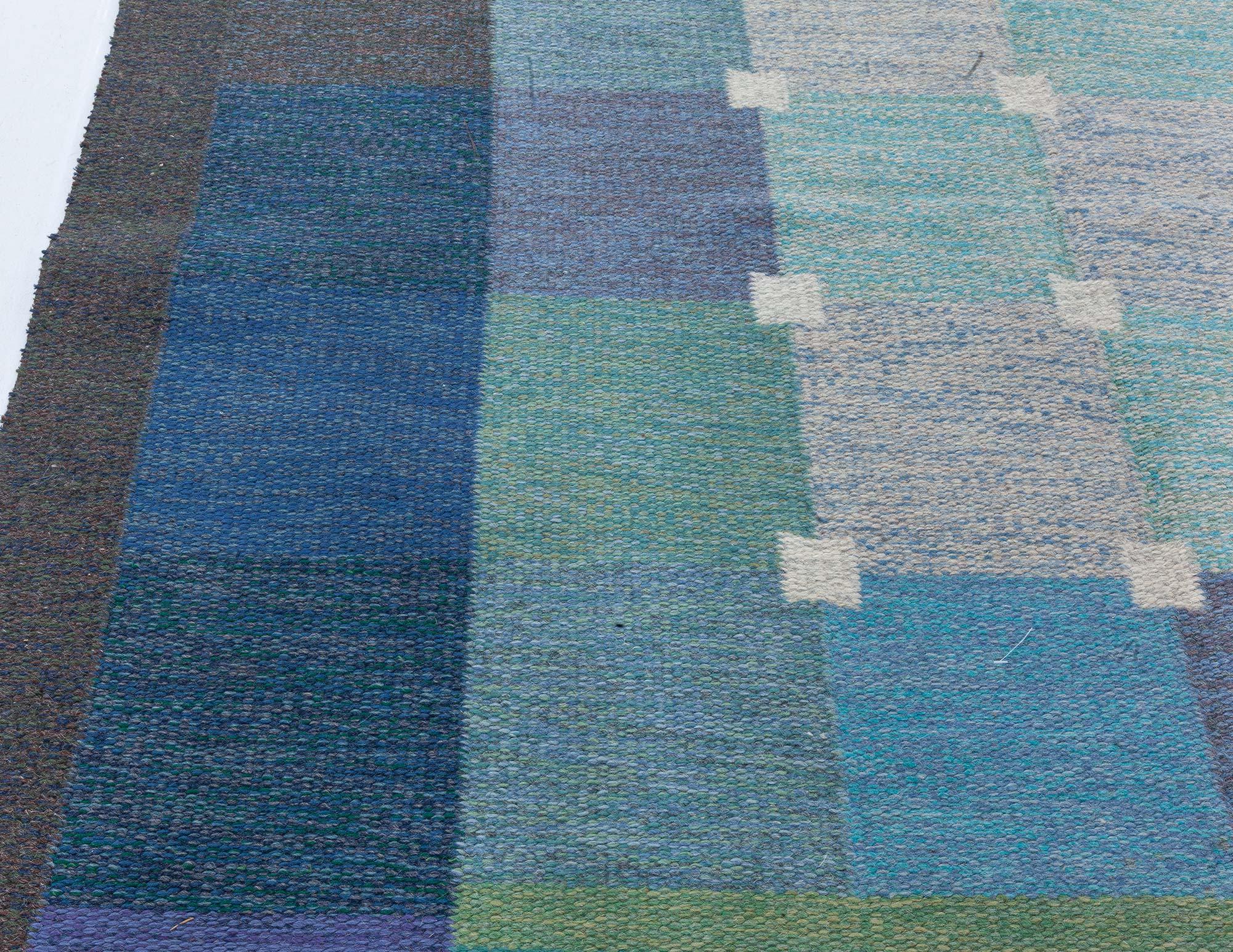 Doris Leslie Blau Tappeto svedese a tessitura piatta della metà del XX secolo di Ulla Pakdal In condizioni buone in vendita a New York, NY