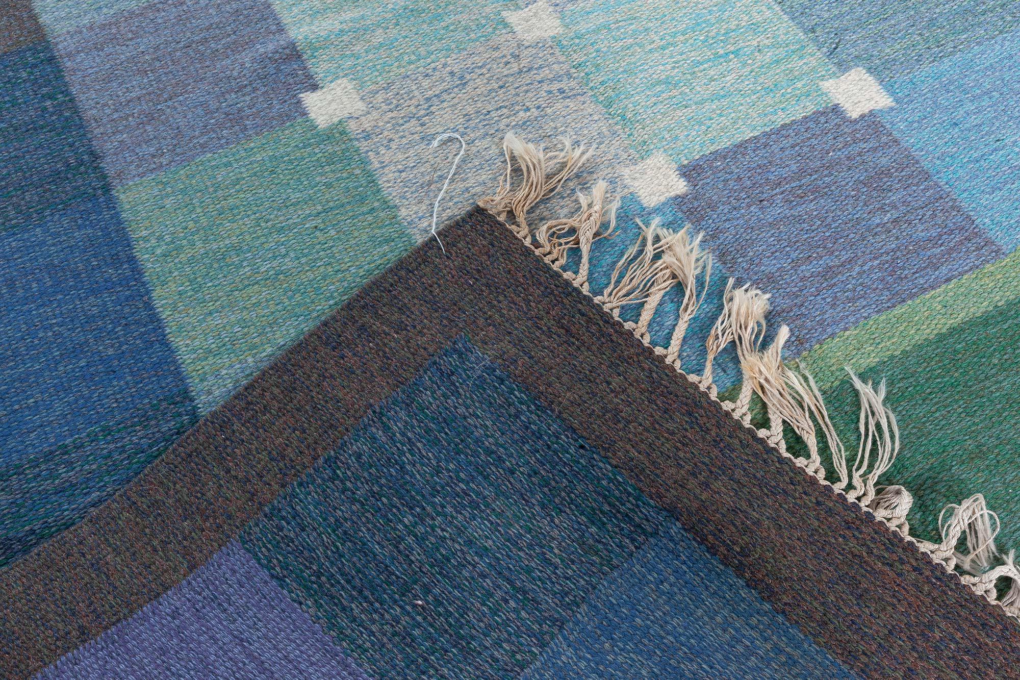 Tapis suédois tissé à plat Doris Leslie Blau du milieu du 20e siècle par Ulla Pakdal en vente 1