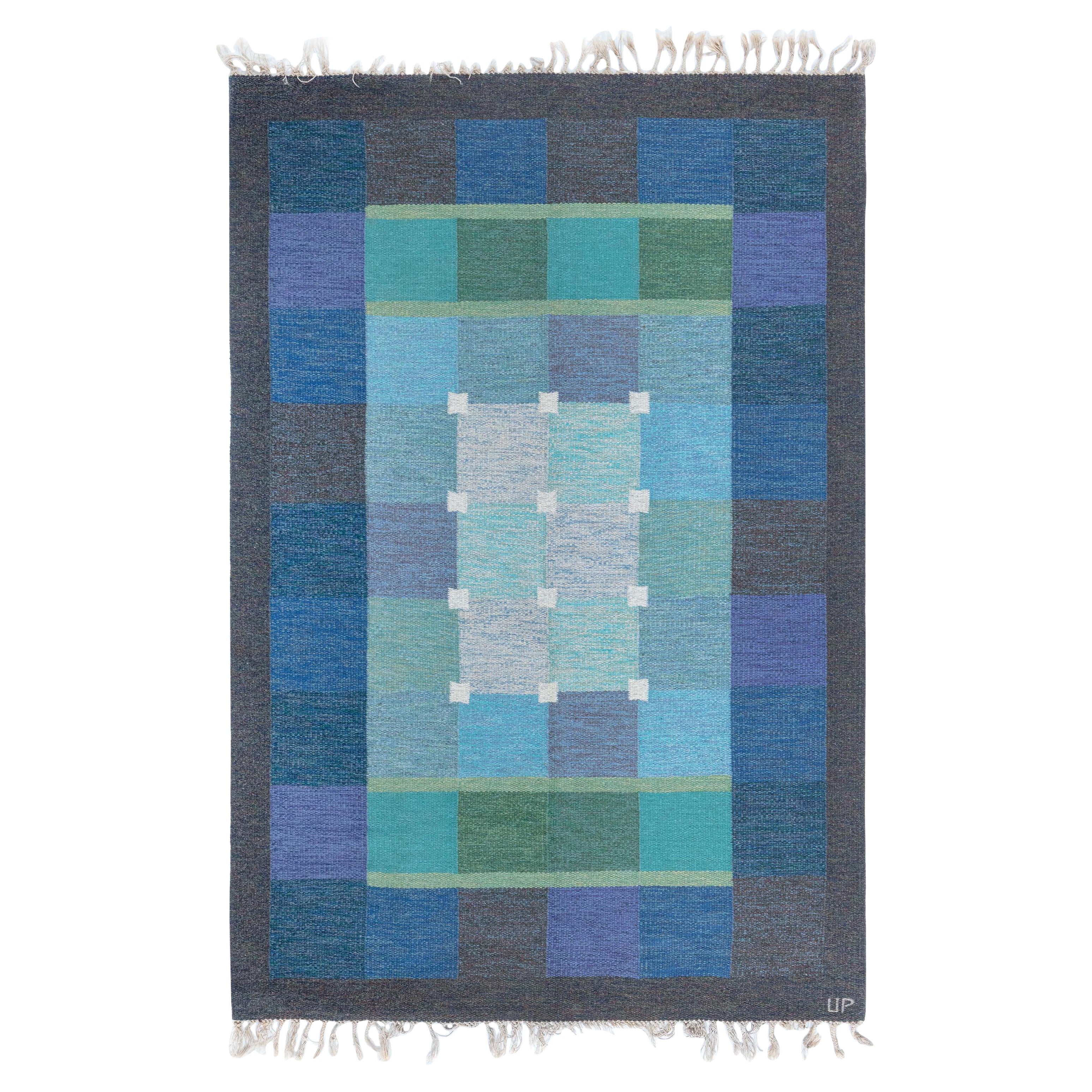 Tapis suédois tissé à plat Doris Leslie Blau du milieu du 20e siècle par Ulla Pakdal