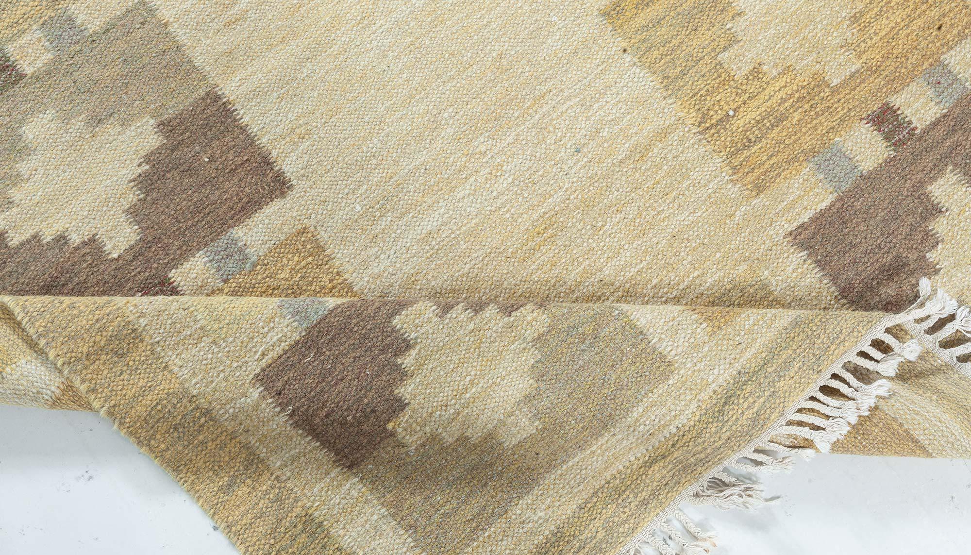 Doris Leslie Blau Mitte des 20. Jahrhunderts Schwedischer Flachgewebe-Teppich (Handgewebt) im Angebot