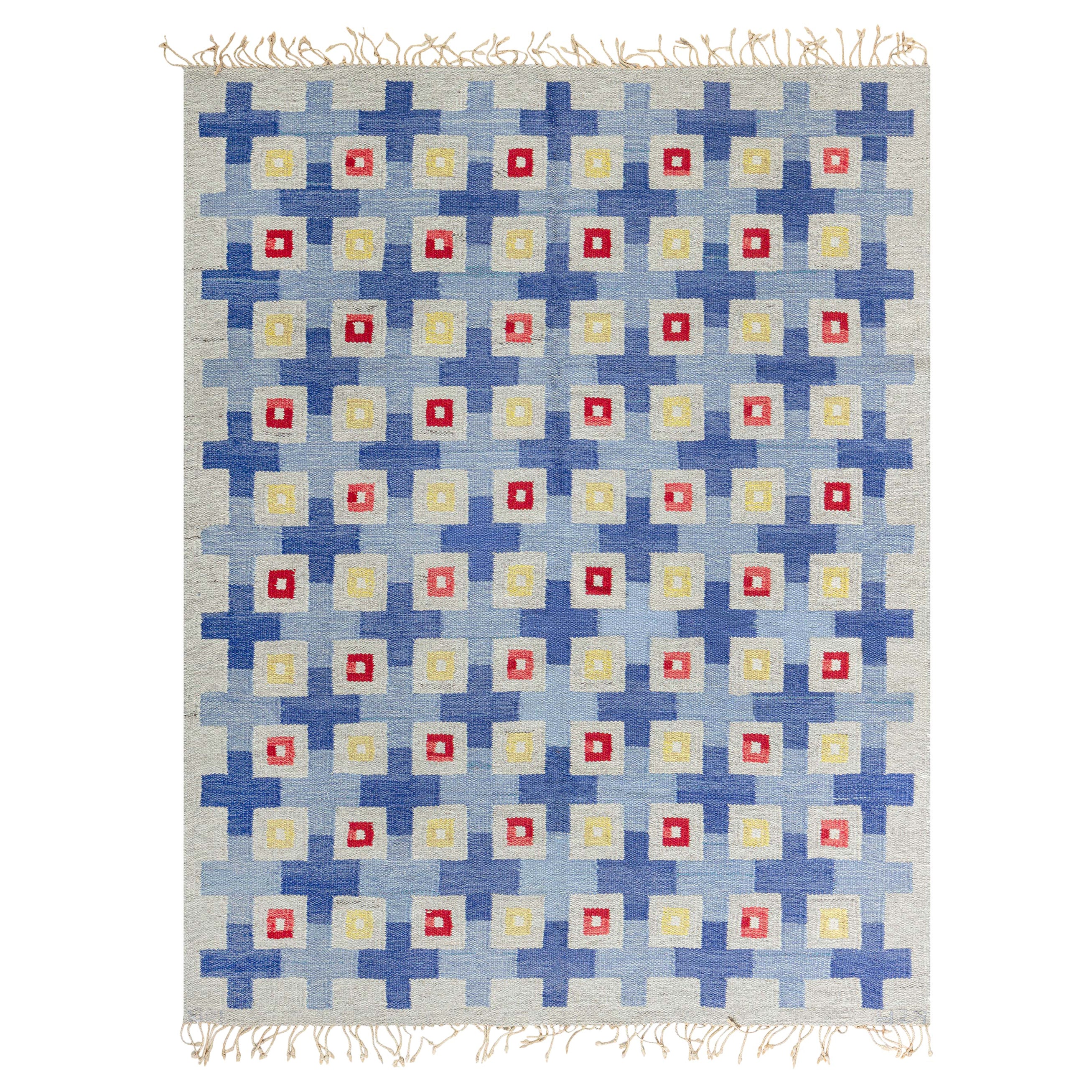 Doris Leslie Blau Mid-20th Century Swedish Geometric Flat Weave Wool Rug