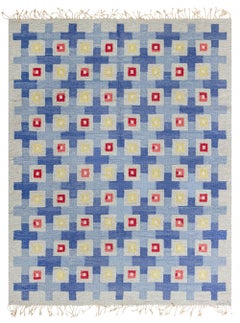 Doris Leslie Blau Mid-20th Century Swedish Geometric Flat Weave Wool Rug