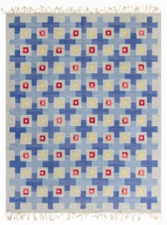 Doris Leslie Blau Mid-20th Century Swedish Geometric Flat Weave Wool Rug