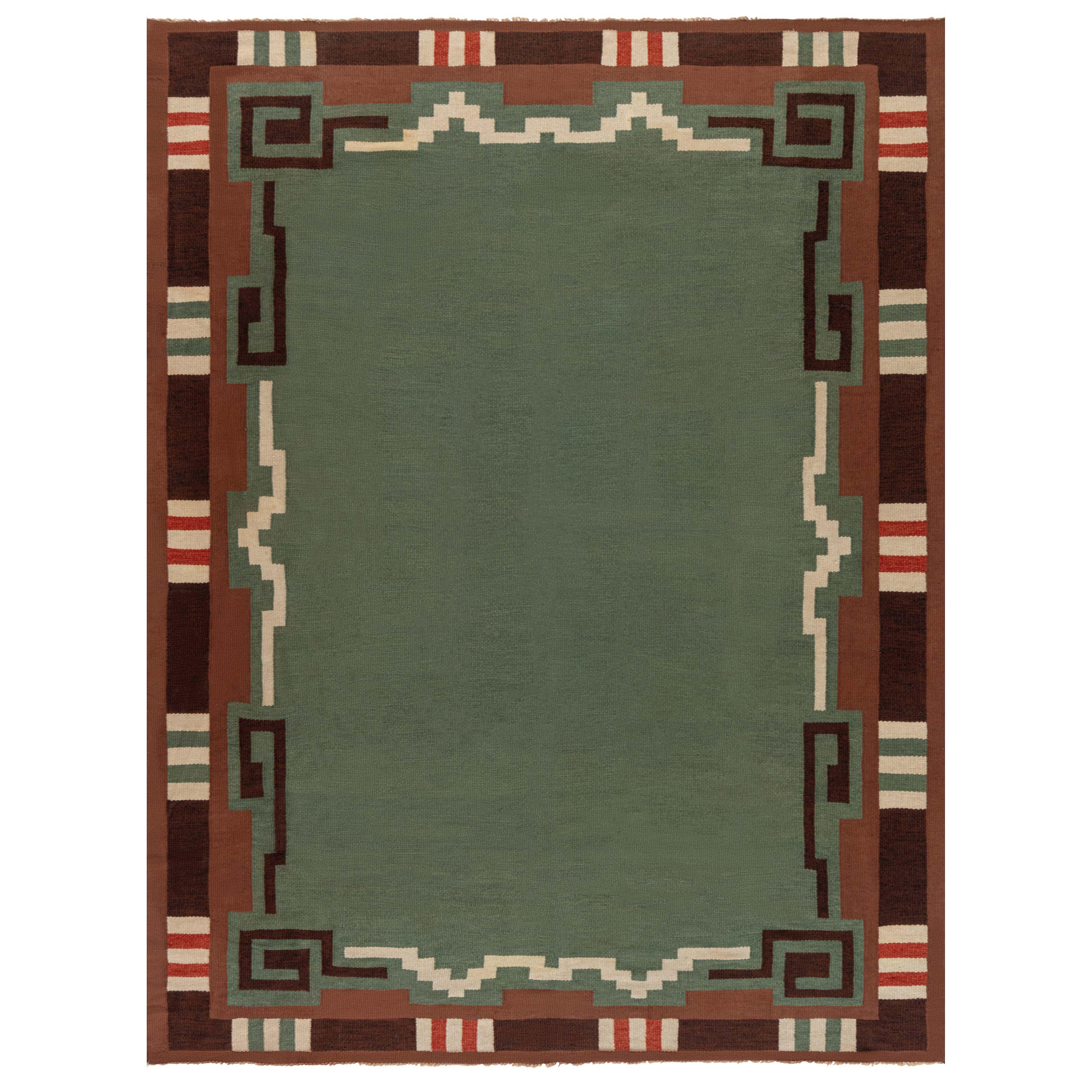 Doris Leslie Blau Mid-20th Century Swedish Green Hand Knotted Wool Rug