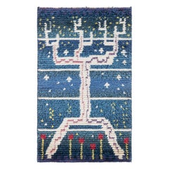 Doris Leslie Blau Mid-20th Century Swedish Navy, Red Handmade Pile Rug