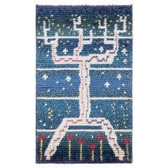 Doris Leslie Blau Mid-20th Century Swedish Navy, Red Handmade Pile Rug