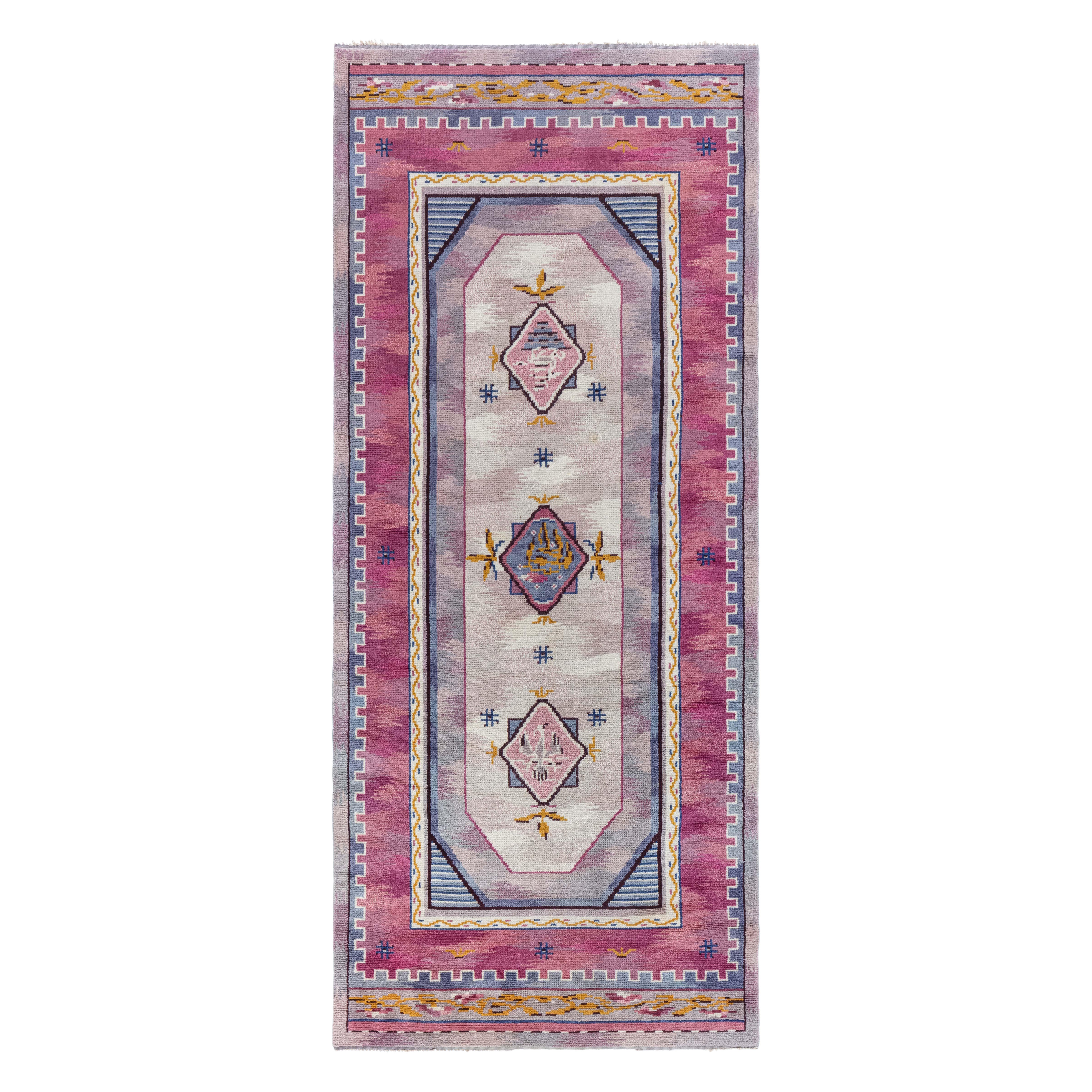 Tapis suédois à poils Doris Leslie Blau du milieu du 20e siècle par Martha Ghan