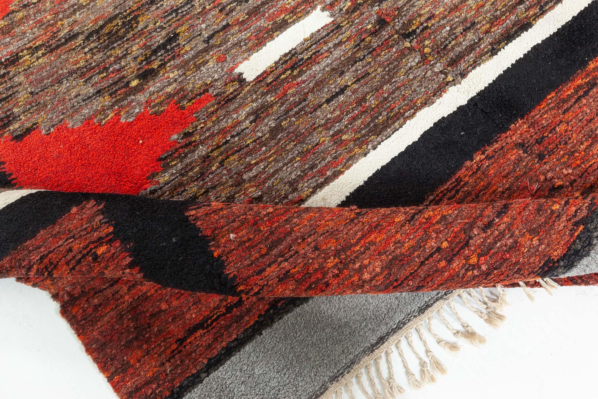 Doris Leslie Blau Mid-20th Century Vintage Swedish Red Rag Rug For Sale 1