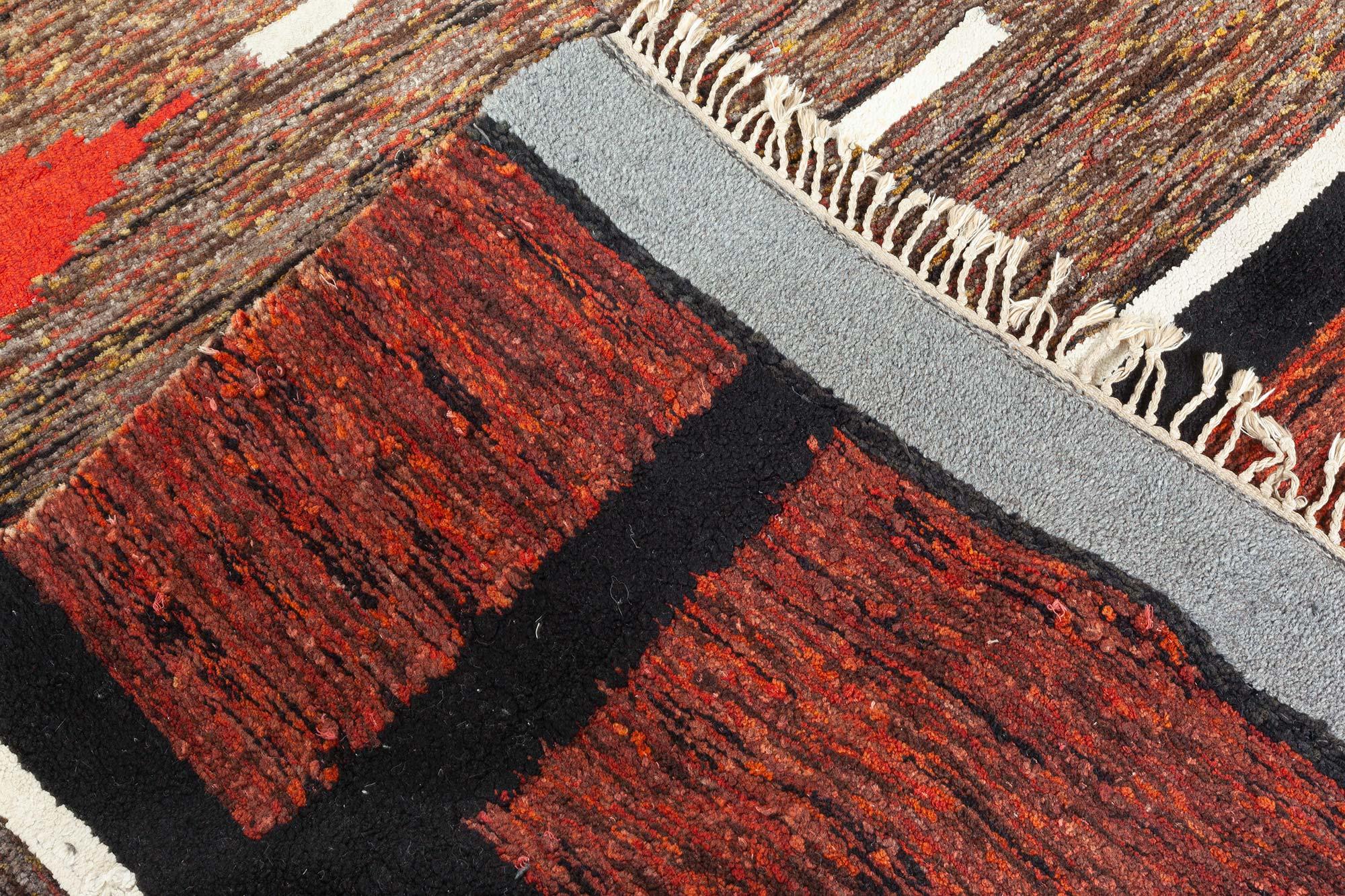 Doris Leslie Blau Mid-20th Century Vintage Swedish Red Rag Rug For Sale 3