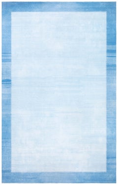 Doris Leslie Blau Mid-Century Dhurrie Light Blue With Blue Hand-Knotted Rug