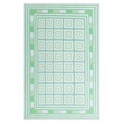 Doris Leslie Blau Mid-Century Indian Dhurrie Green Flatweave Cotton Rug