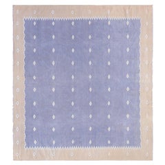 Tappeto in cotone a trama piatta "Dhurrie" indiano di Doris Leslie Blau, in stile Mid-Century, color lavanda