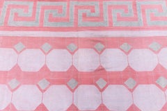 Doris Leslie Blau Mid-Century Indian Dhurrie Pink Flatweave Cotton Rug Greek Key
