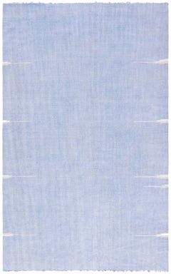Doris Leslie Blau Mid-Century Indian Dhurrie Rug In Blue Flatweave Cotton - Pale