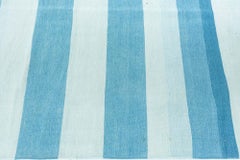 Tappeto in cotone a trama piatta "Dhurrie" indiano a righe blu di Doris Leslie Blau, in stile Mid-Century