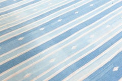 Doris Leslie Blau Mid-Century Indian Dhurrie Striped White Flatweave Cotton Rug