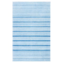 Doris Leslie Blau Mid-Century Indian Dhurrie Striped White Flatweave Cotton Rug