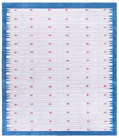 Tapis en coton « Dhurrie » indien de style milieu du siècle, tissé à plat, blanc, de Doris Leslie Blau