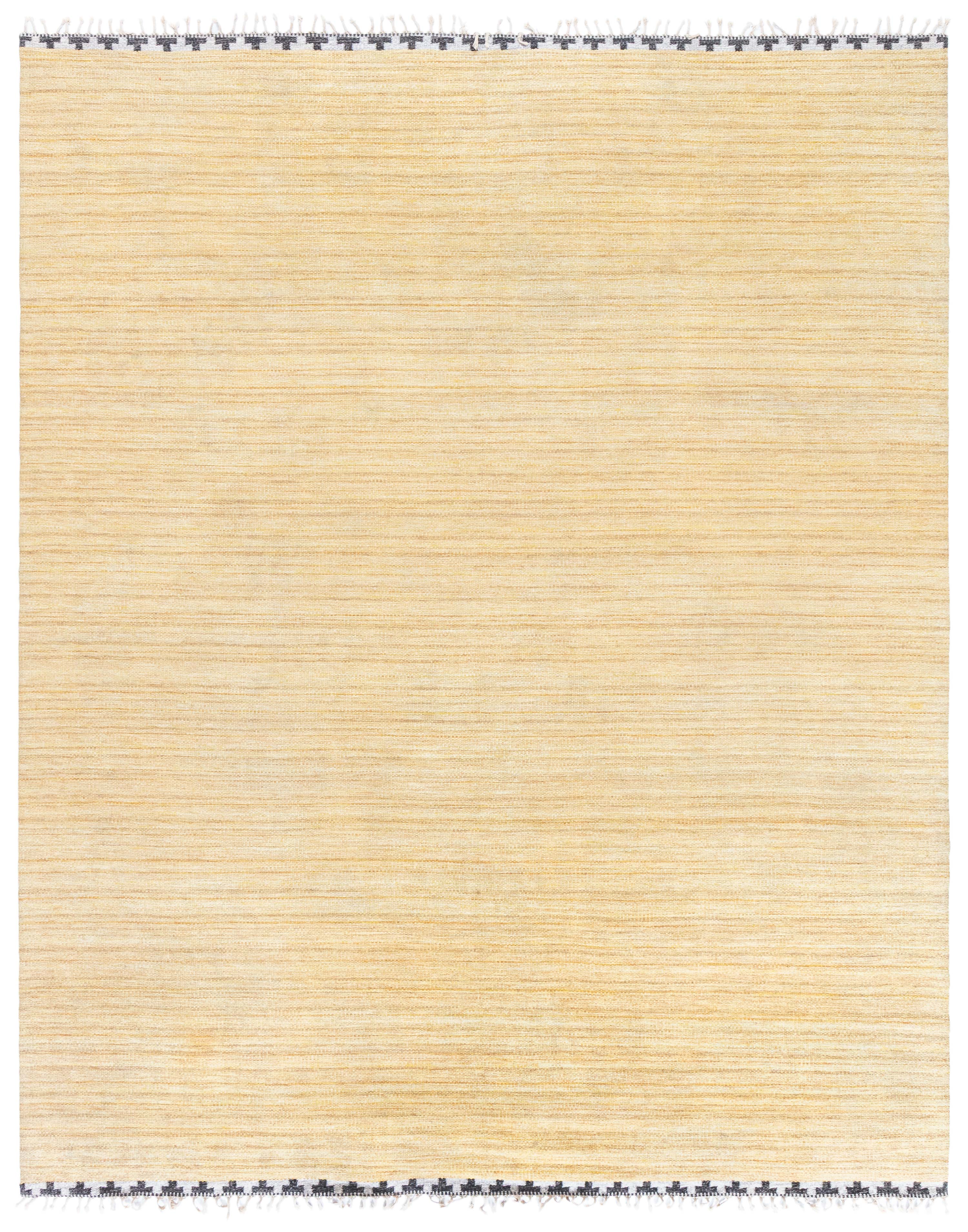 Doris Leslie Blau: Skandinavischer, abstrakter Flachgewebe-Wollteppich in warmem Beige aus der Mitte des Jahrhunderts