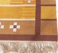 Doris Leslie Blau Mid-Century Scandinavian Geometric Warm Tan Flatweave Wool Rug