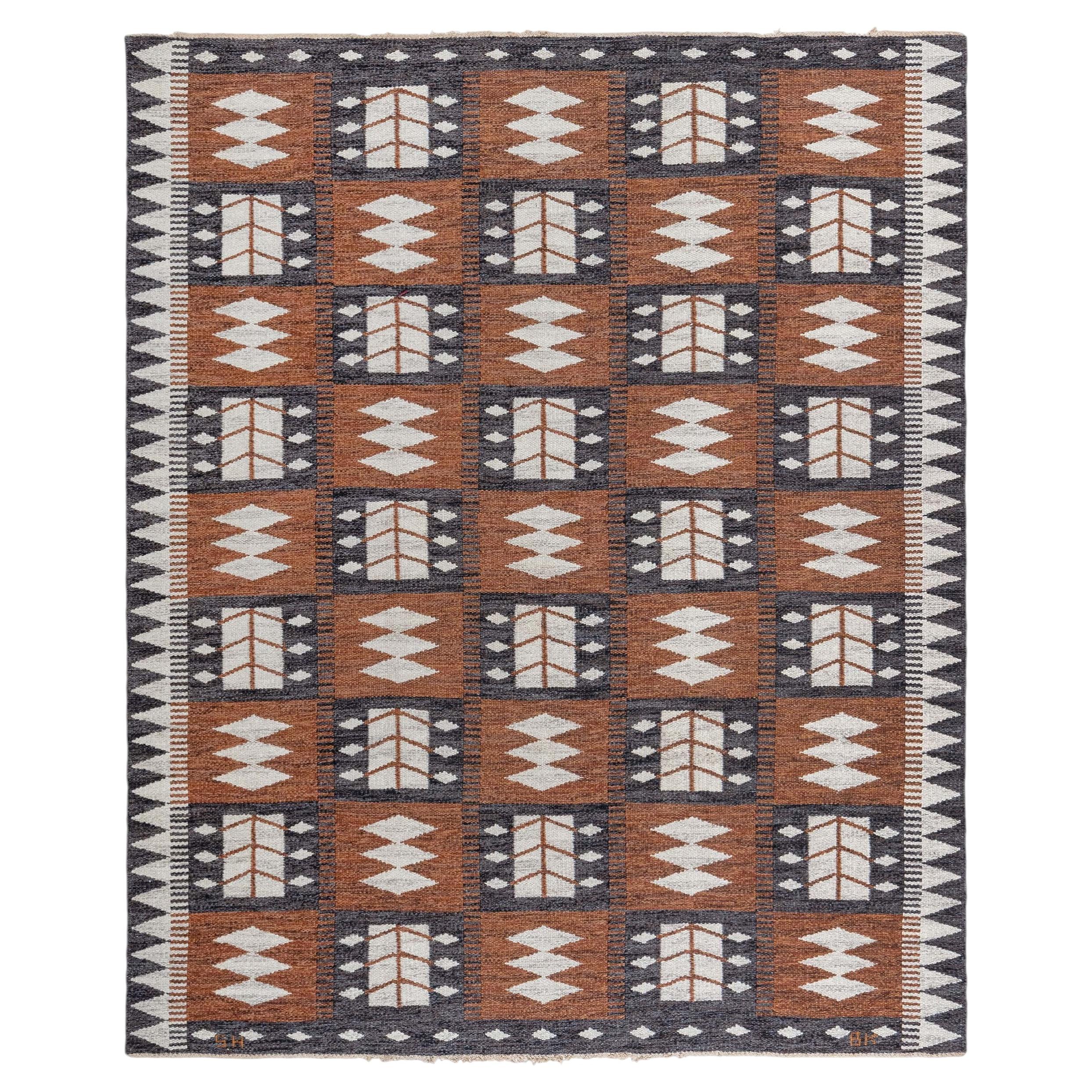 Doris Leslie Blau Mid-Century Scandinavian Ivory Flatweave Rug By Berit Koenig For Sale