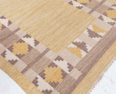 Doris Leslie Blau Mid-Century Scandinavian Tan Flatweave Rug Signed Initial (Jr)