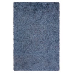 Doris Leslie Blau Mid-Century Swedish Abstract Slate Blue Rug Rya Pile Rug